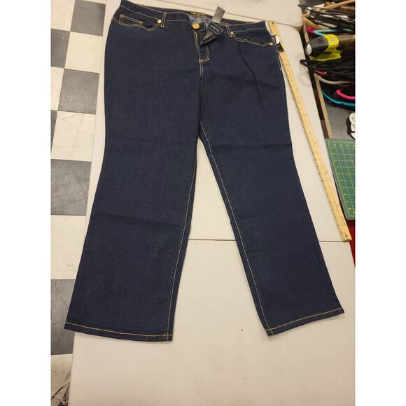 Baby Phat Jeans Womens Plus Size 24 Bootcut Dark Wash Denim Stretch Rhinestone - Picture 1 of 7